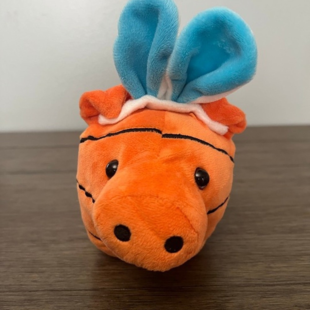 Hugfun Basketball Pig Plush Orange Stuffed Animal Bunny Ears Sports Toy 6"